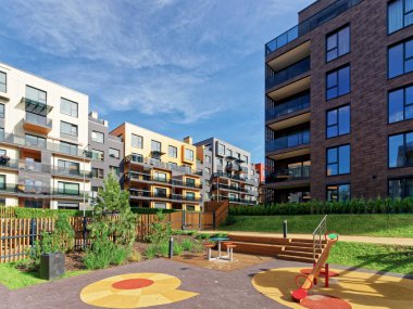 Modern mimari konut kompleksi, çocuk oyun alanı