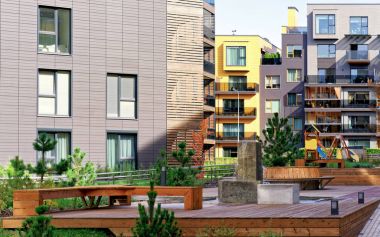 Modern mimari kompleks konut binasının Çeşmede