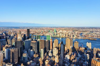 Midtown Manhattan'ın ve Long Island City havadan görünümü