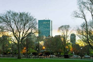 Günbatımı Boston Common genel Park şehir Boston Ma