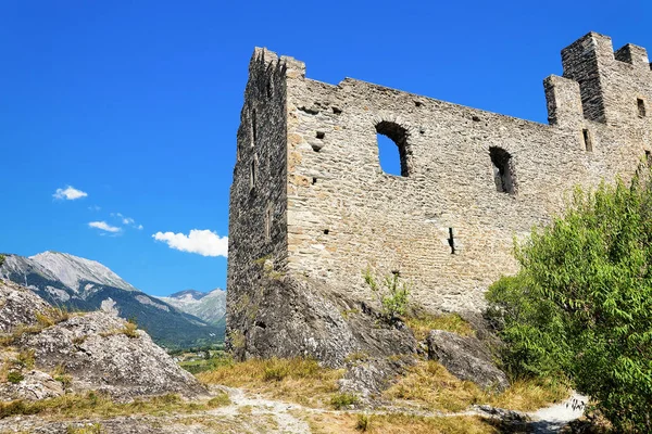 Rovine del castello Tourbillon sulla collina di Sion Vallese Svizzera — Foto Stock