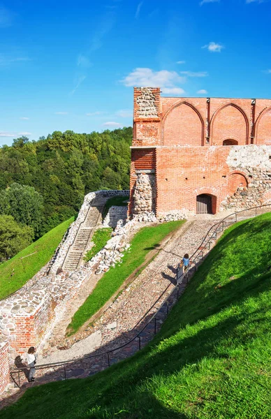 Verwoeste kasteel complex in heuvel in historisch centrum van Vilnius — Stockfoto