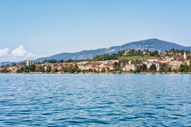 Montreux şehir Cenevre Gölü Panoraması