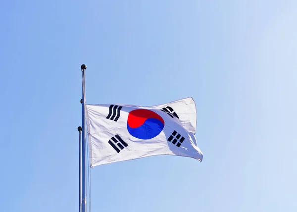 Korean Flag waving by wind