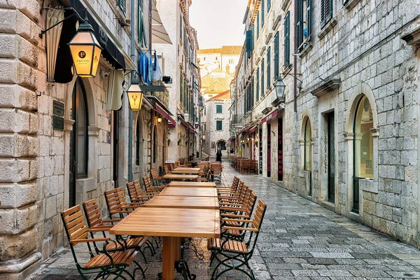 Open Street terraza restaurante Dubrovnik Croacia — Foto de Stock