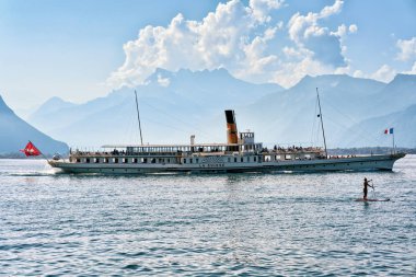 Gezi cruise üzerinde Cenevre Gölü, Montreux İsviçre Riviera