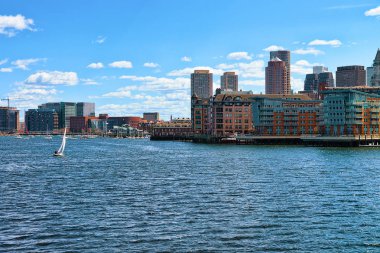 Boston Ma Amerika manzarası ile yelkenli tekne