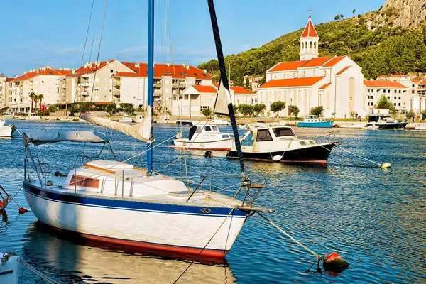 SailBoats at Adriatic Sea in Omis Croatia — Stock Photo, Image