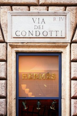 Pencere Roma Hermes işareti Caddesi'nde alışveriş