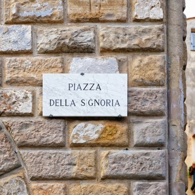 Piazza della Signoria Street işaret duvar Floransa