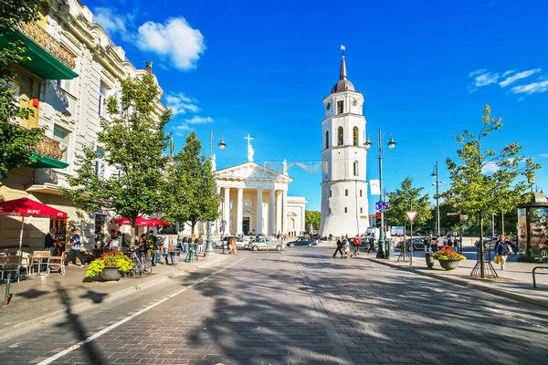Λεωφόρος Γκεντιμίνας στην πλατεία Καθεδρικός Ναός του Βίλνιους Βαλτική — Φωτογραφία Αρχείου