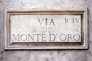 Di Monte Oro sokak işareti duvar Roma yolu ile