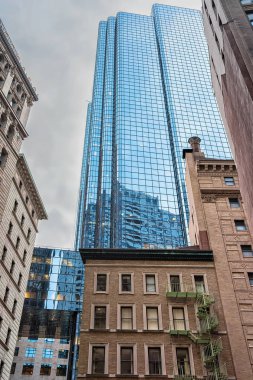 Downtown Boston Ma Amerika süt sokakta gökdelenler