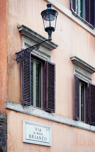 Via di Monti Brianzo street sign on the wall in Rome, Italy