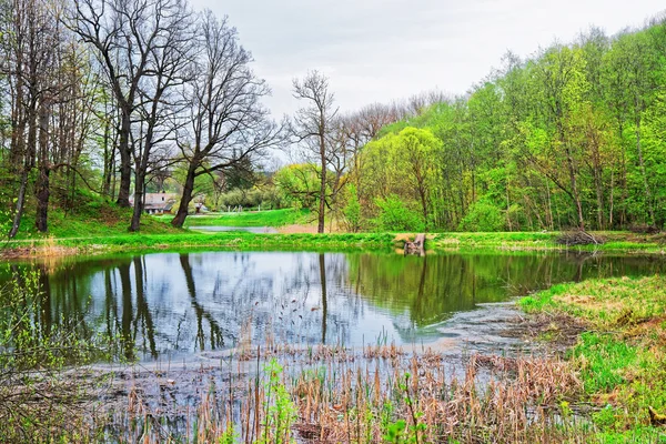 Lagoa em Traku Voke parque público em Vilnius Baltic — Fotografia de Stock