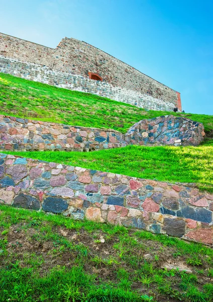 Ruins of keep on hill in historical center Vilnius Baltic