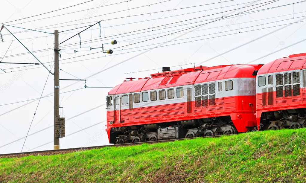 Running train at countryside in Vilnius Baltic