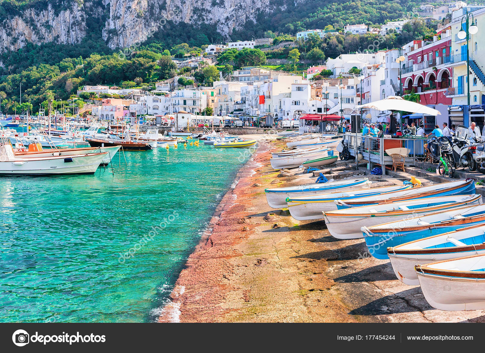 Boats At Marina Grande Embankment In Capri Island Tyrrhenian Sea Stock Photo By C Erix05