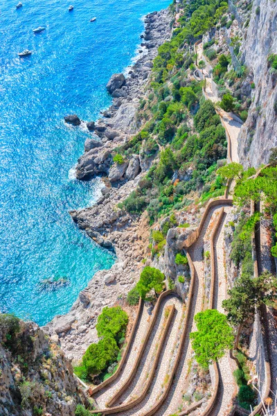 Via Krupp vid Marina Piccola i Tyrrenska havet Capri — Stockfoto