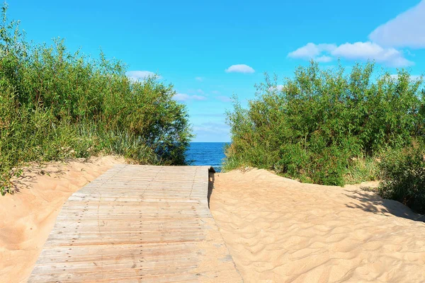 Passo a passo na duna de areia no Mar Báltico em Palanga resort — Fotografia de Stock