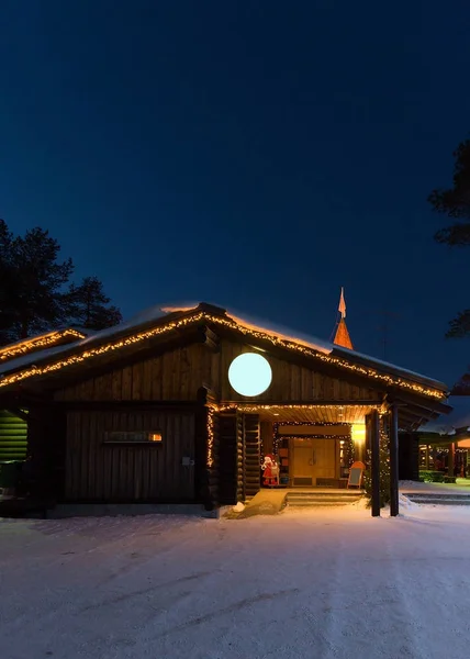 Santa Claus Office in Santa Village Finnish Lapland Scandinavia night — Stock Photo, Image