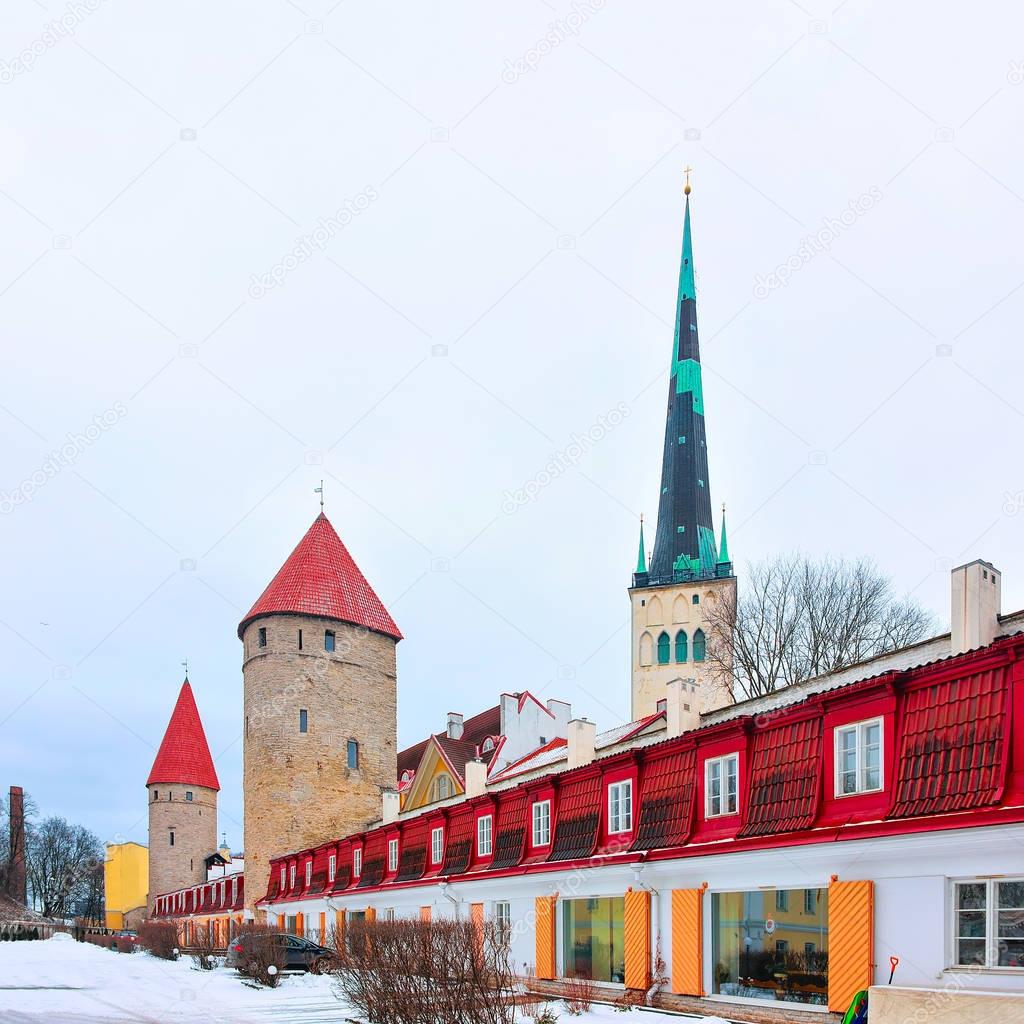 St Olaf Church and defensive walls of Tallinn