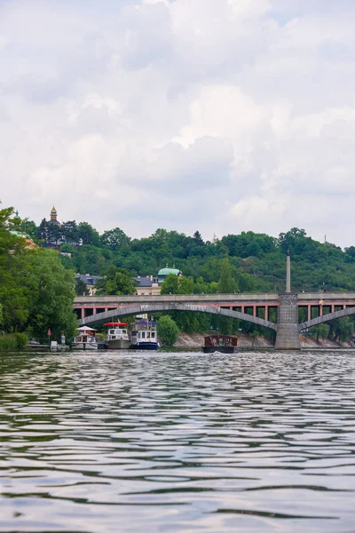 Jirasek Bridge over Vltava River of Prague — Stock Photo, Image