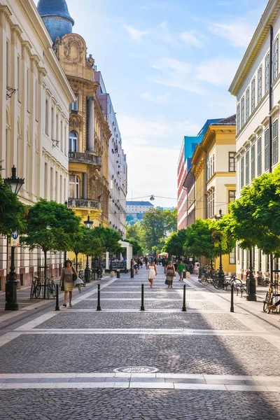 Pessoas em Rua do centro da cidade de Budapeste Hungria — Fotografia de Stock