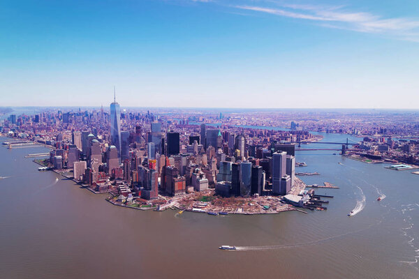 Manhattan with East River and Hudson River, New York, USA