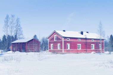 Kış kırsal Lapland yazlık evde