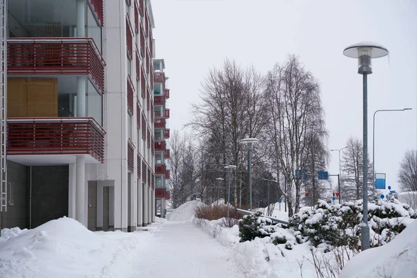 Apartamento moderno edificio residencial invierno Rovaniemi —  Fotos de Stock
