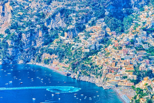 Vista do Caminho de Deuses e Positano e Mar Tirreno — Fotografia de Stock