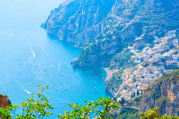 Vista del Camino de los Dioses y el mar Tirreno y Positano — Foto de Stock