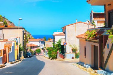 Buggerru City ile Akdeniz'in güney Sardunya sokak