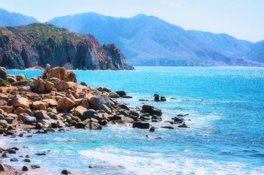 Capo Pecora sahil plaj Akdeniz Sardinya