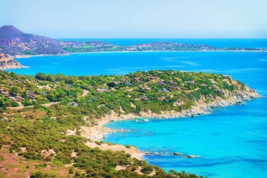 Beklemekteyiz deniz Villasimius Cagliari Güney Sardunya kıyılarında