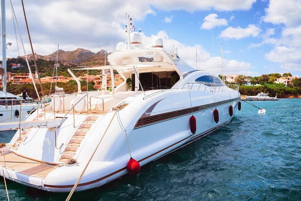 Luxury yacht at marina of Porto Cervo Costa Smeralda Sardina — Stock Photo, Image
