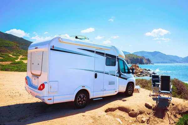 Camper in Capo Pecora resort at Mediterranean sea Sardinia — Stock Photo, Image