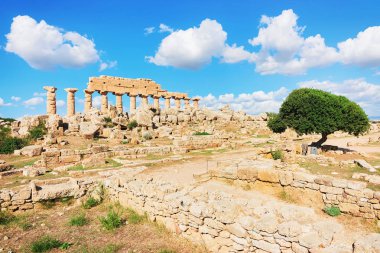 Antik Akropolis tapınağında Selinunte Sicilya ile yıkıntıları