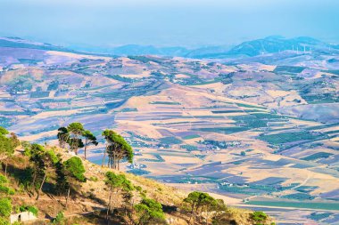 Panoramik Trapani Erice Sicilya, doğru