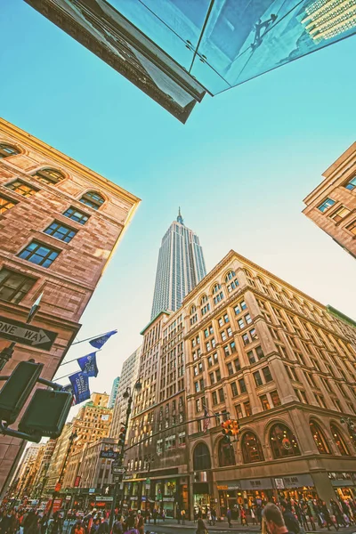 Bottom up view to Skyscrapers Manhattan NYC USA — Stock Photo, Image