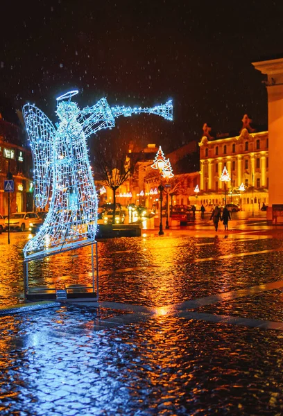 圣诞节期间维尔纽斯老城广场 — 图库照片