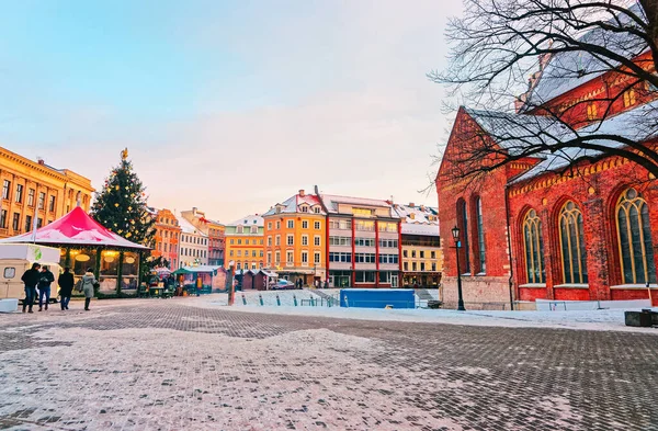 Piękna architektura w samym sercu Rygi Stare Miasto — Zdjęcie stockowe