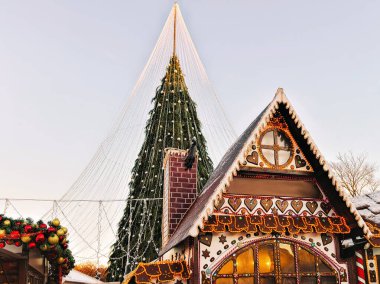 Katedral Meydanı Vilnius 'ta Noel ağacı ve zencefilli kek standı