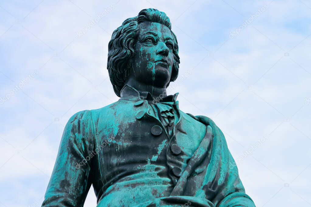 Mozart monument on Mozartplatz Square at Salzburg