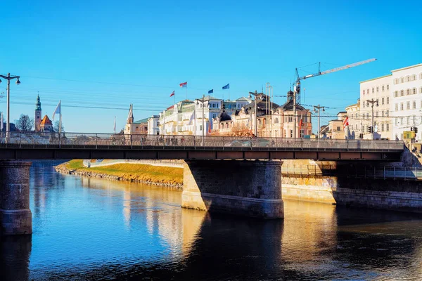 Panorama of Salzburg Old city and Salzach River at Austria — Stock Photo, Image