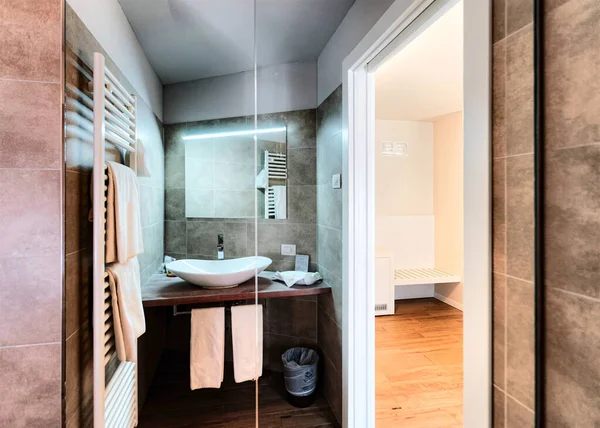 Modern white Bathroom design at luxury interior Italy