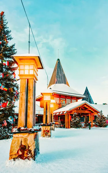 Lanterne circolo polare artico a Santa Office Babbo Natale Village nuovo — Foto Stock