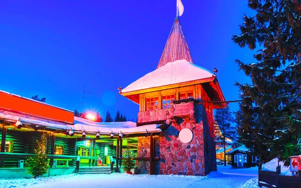 Santa Claus Hauptpostamt Lapland Skandinavien Nacht neu — Stockfoto
