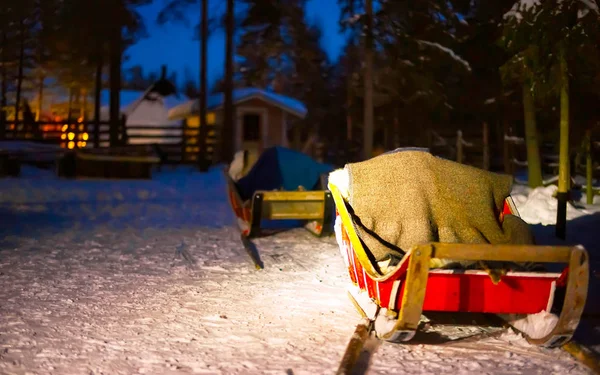 Luge dans la ferme en Laponie Finlande — Photo